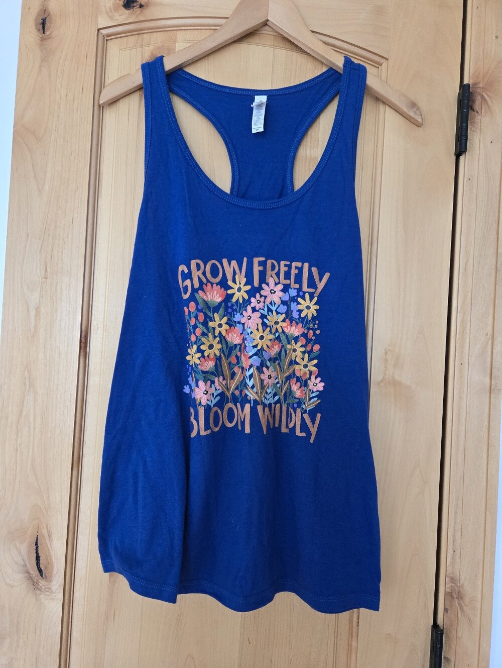 Next Level Apparel Royal Blue Floral Graphic Racerback Tank